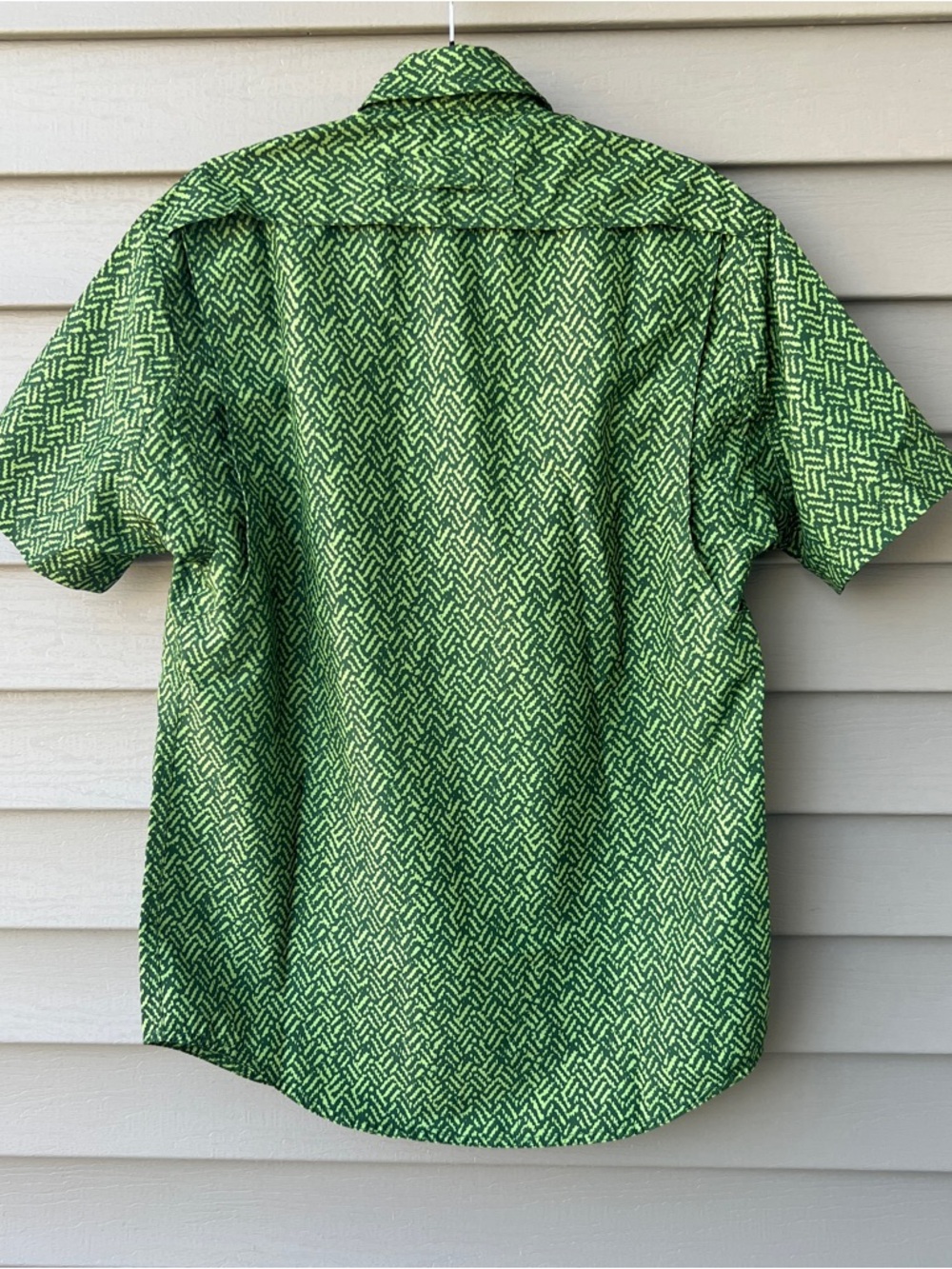 Duluth Trading Men's S Vented Outdoor Shirt Green Print Short Sleeve Button Down - Picture 6 of 13